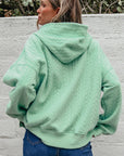 Solid Cable Textured Long Sleeve Baggy Hoodie
