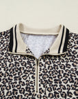 Leopard Stripe Patchwork Zip Collar Mini Dress
