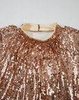 Sequin Long Sleeve Cutout Back Mini Dress