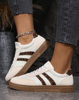 Lila Leather Patchwork Flat Sneakers