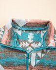 Western Aztec Quarter-Zip Elastic Cuffs Sweatshirt