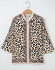 Leopard Patchwork 3/4 Sleeve Buttoned Shirt