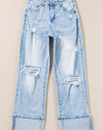 Saige Wash Distressed Straight Jeans