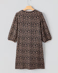 Leopard Bubble Sleeve Mini Dress