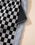 Checker Textured Patchwork Drawstring Waist Pants