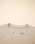 Solid Raw Edge Raglan Sleeve Side Slit Sweatshirt
