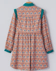 Floral Boho Contrast Collar Mini Shirt Dress
