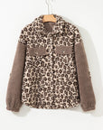Leopard Sherpa Patchwork Flap Pocket Buttoned Jacket
