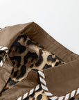 Leopard Collared 3/4 Sleeve Shirt and Pants Set