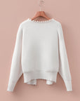 Pearl Embellished Open-Front Cardigan