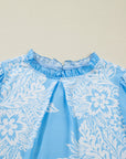Floral Ruffle Collar Puff Long Sleeve Blouse
