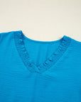 Clara V Neckline Crinkled Blouse