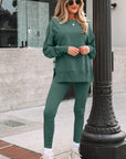 Solid Oversize Sweatshirt and Ribbed Leggings Set