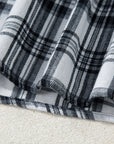 Plaid Quarter-Button Patchwork Long Sleeve Hooded Blouse