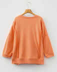 Floral Bow Tie Patch Reverse Seam Sweatshirt