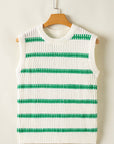 Stripe Round Neck Sleeveless Sweater Top