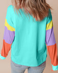 Colorblock Patchwork Long Sleeve Top