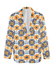 Baha Ranch Colores de Mexico Blue Yellow Mexican Floral Blazer