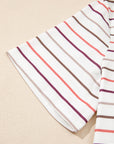 Plus Size Stripe V-Neck Short Sleeve Tee