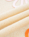 Colorblock Flower Cuffed Long Sleeve Sweater