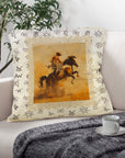 Baha Ranch Vintage Rodeo Stamp Throw Pillow Made in America