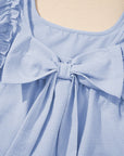 Textured Flutter Sleeve Square Neck Bow Back Dress