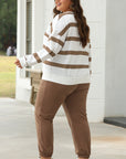 Stripe Drop Shoulder Top and Jogger Pants Set