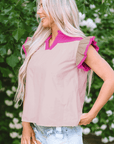 Maci Ruffled Sleeve Frill V Neck Blouse