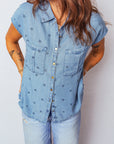 Star Denim Double Chest Pocket Short Sleeve Shirt