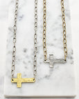 Paper Clip Chain Cross Necklace