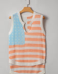 Flag Notched Neckline Loose Sweater Vest