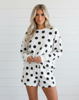 Polka Dot Pullover and Drawstring Shorts Set