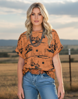 Western Desert Short Sleeve Knit Top