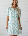 Floral Short Sleeve Buttoned Shirt Dress