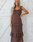 Polka Dot Backless Ruffle Tiered Maxi Dress