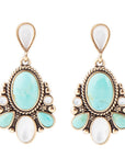Barcelona Turquoise and Mother of Pearl Post Drop Earrings