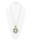 Barcelona Blue Turquoise and Mother of Pearl Golden Statement Necklace