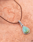 Basic Turquoise and Sterling Silver Pendant Leather Necklace