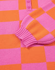 Checker Polo Collar Baggy Knit Sweater