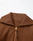 Solid Half-Zip Fleece Pocketed Sweatshirt