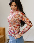 Virginia Floral Print Mesh Long Sleeve Top