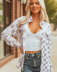 Rebecca Checkerboard Flap Pocket Button Front Shacket