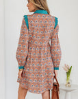 Floral Boho Contrast Collar Mini Shirt Dress