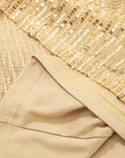 Solid Metallic Sequin Balloon Sleeve Blouse