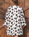 Plus Size Leopard Contrast V-Neck Mini Dress