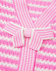 Stripe Bow Tie V-Neck Short Sleeve Sweater