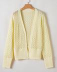 Solid Pointelle Knit Open Front Cardigan