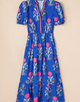 Floral Puff Sleeve V-Neck Maxi Dress