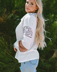 Eleanor Leopard Turn-down Collar Waffle Top
