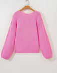 Bow Tie Backless Bubble Sleeve Sweater